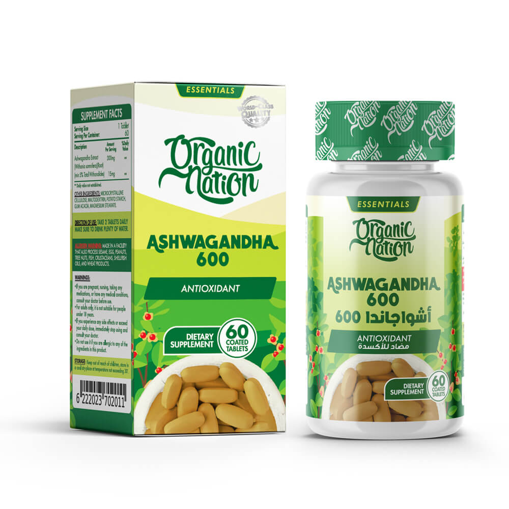 Organic Nation Ashwagandha 600-30Serv.-60Tablets | Maxmuscle Elite